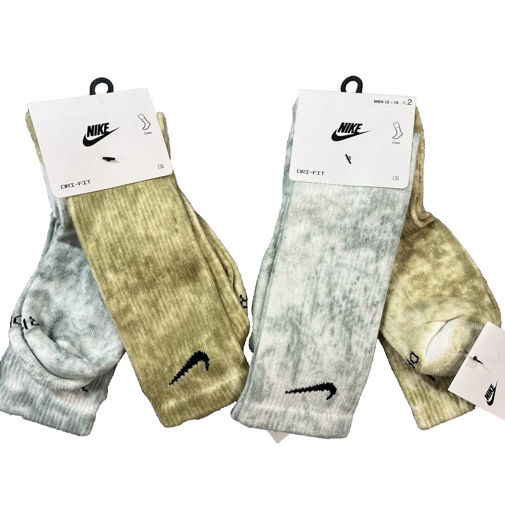 Nike Everyday Plus Cushioned Tie-Dye Crew Socks 4 Pairs Size XL 12-15 DM3407-912